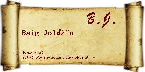 Baig Jolán névjegykártya